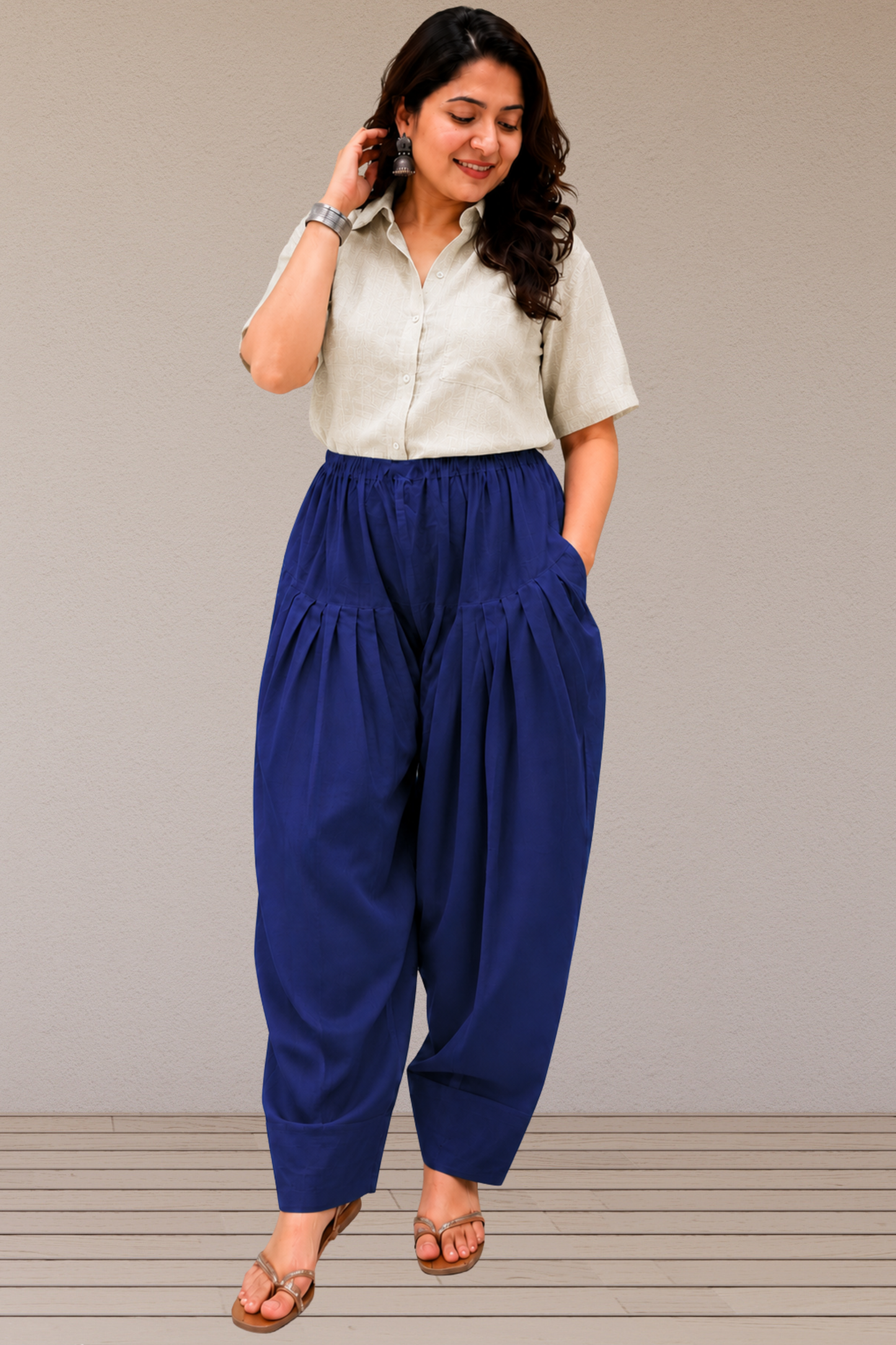 Royal Blue Cotton Farshi Salwar