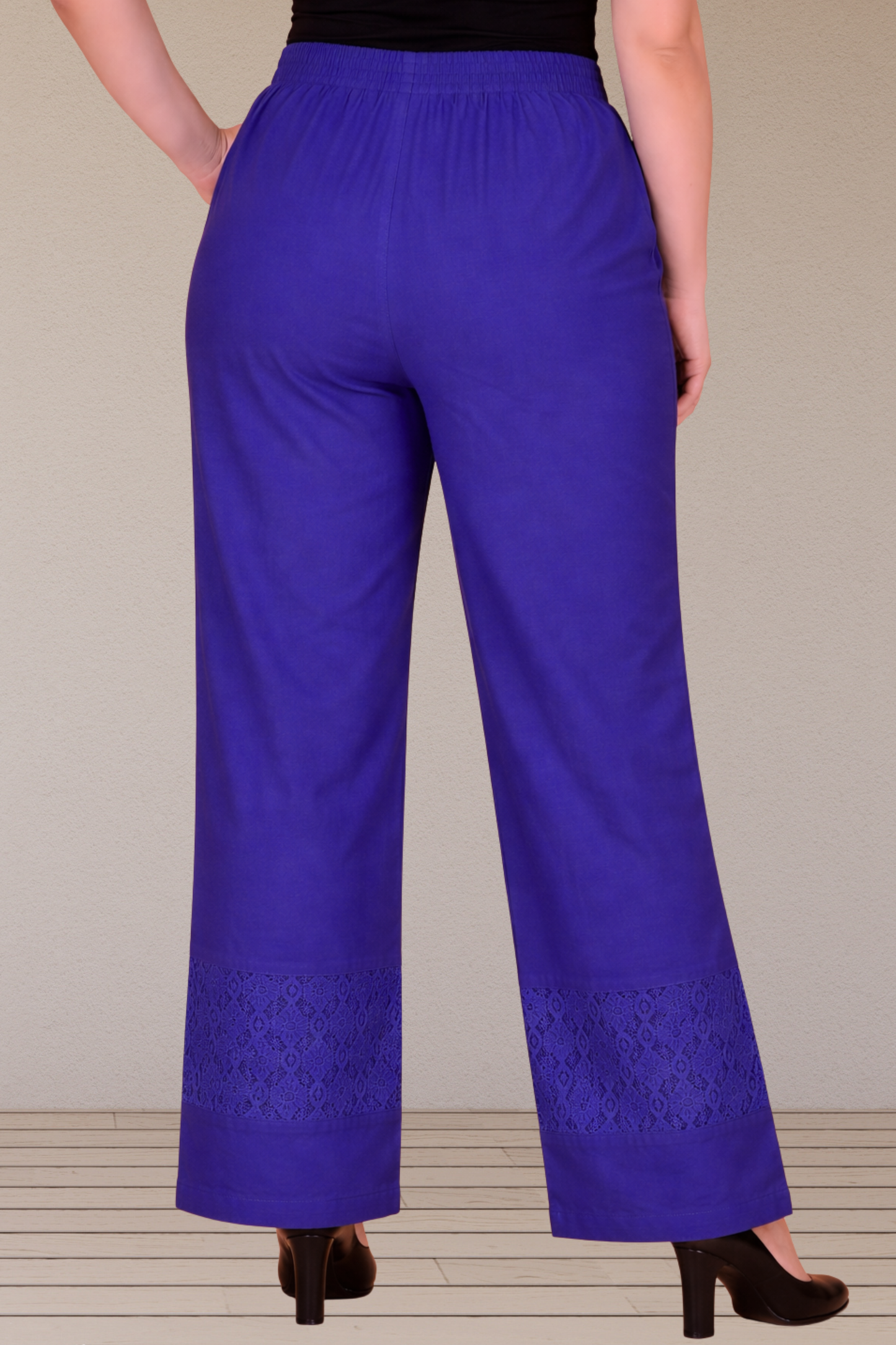 Royal Blue Detailed Cotton Palazzo