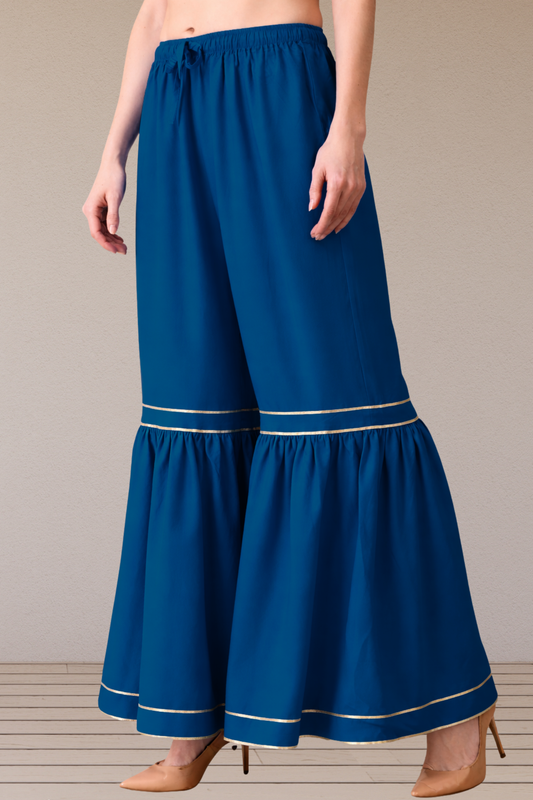 Royal Blue Frilled Rayon Sharara