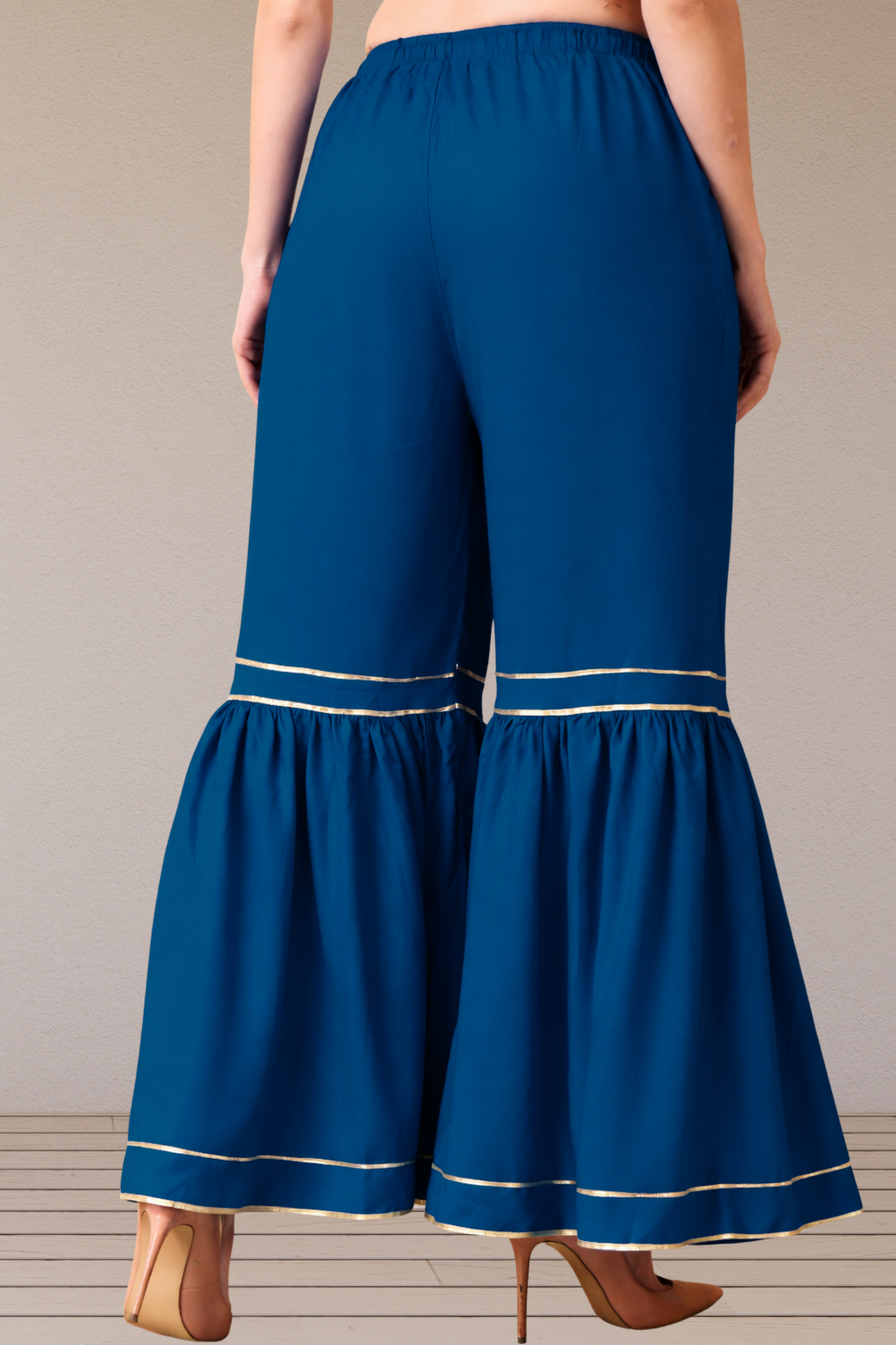 Royal Blue Frilled Rayon Sharara