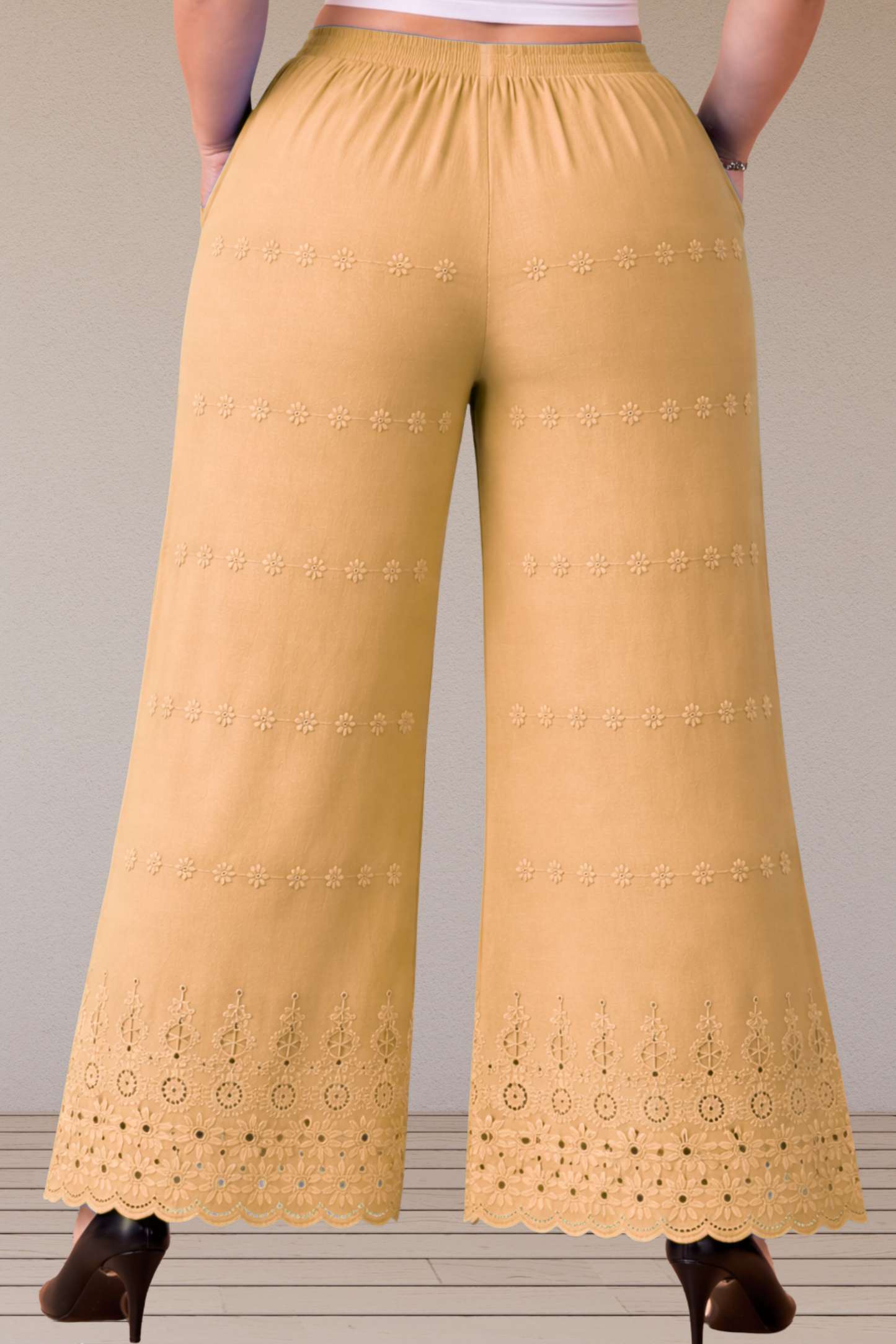 Beige Schiffli Palazzo