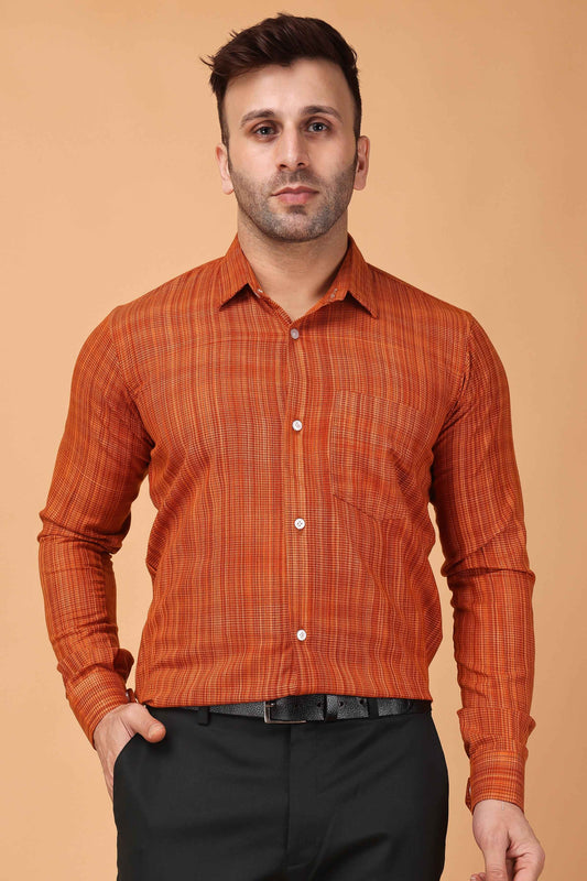 Buy Plus Size Rust Crust Woollen Shirt At Apella | Sizes XS to 10 XL | India | Free Delivery | Customized