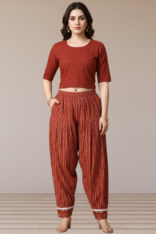 Rust Stripe Afghani Salwar