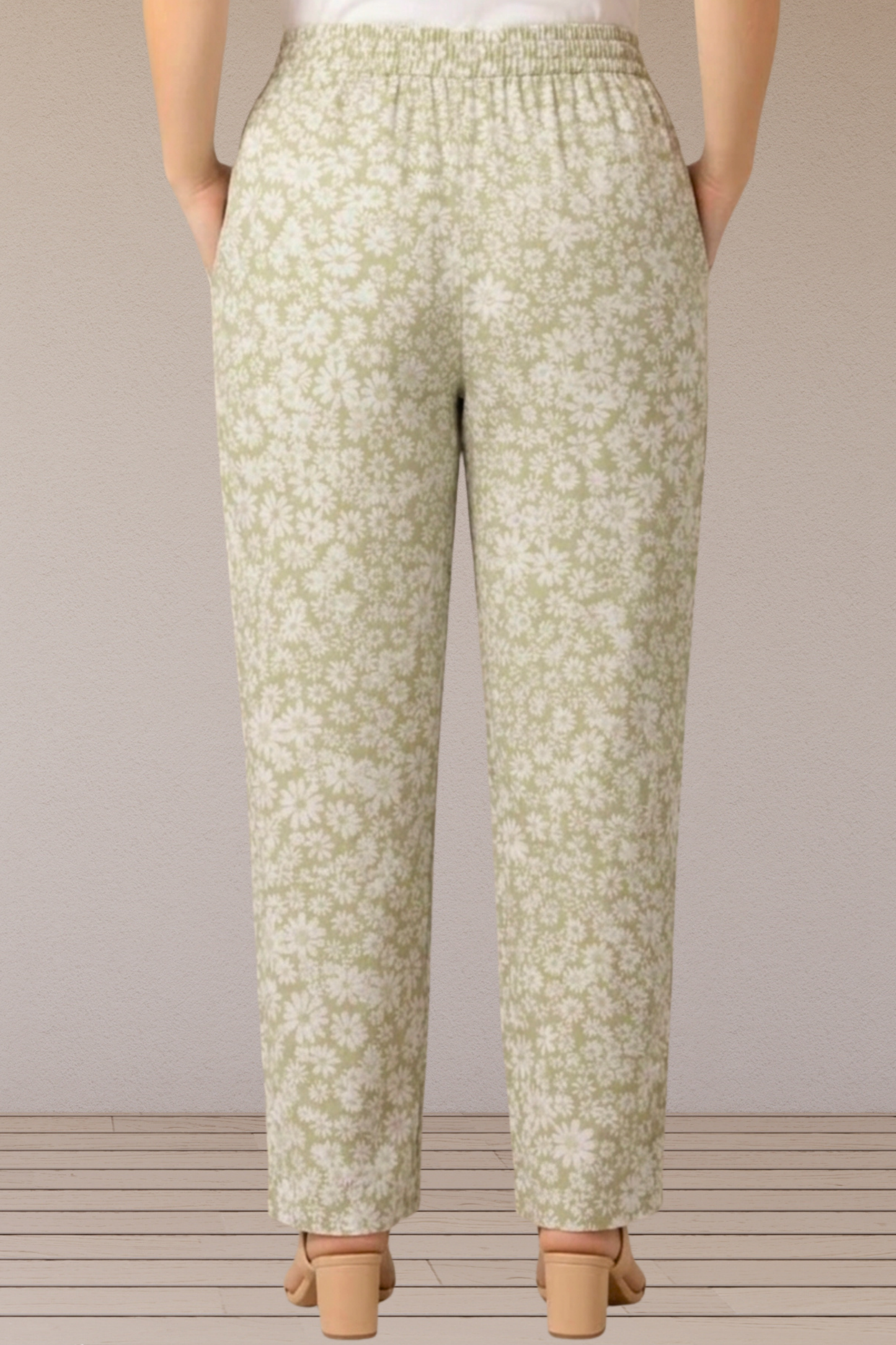 Sage Floral Printed Cotton Pant
