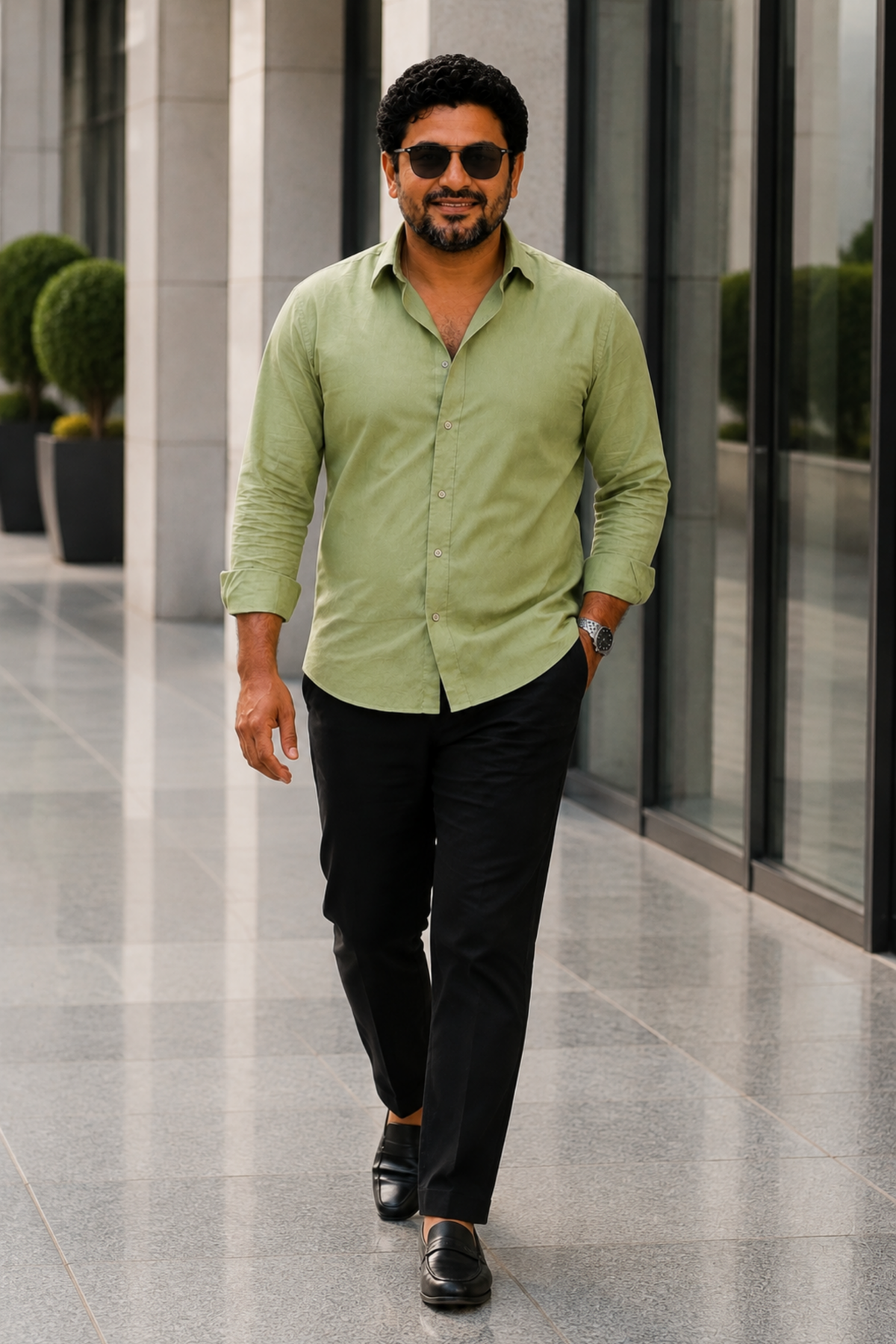 Sage Green Poplin Cotton Shirt
