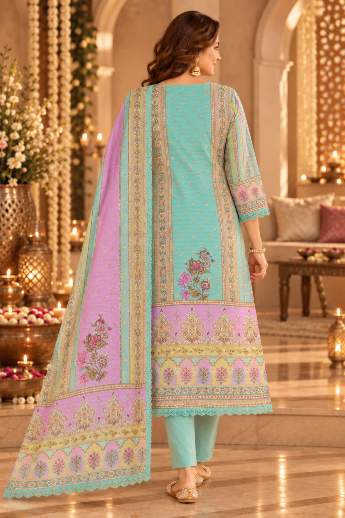 Sahar Karachi Muslin Suit with Mirror Work