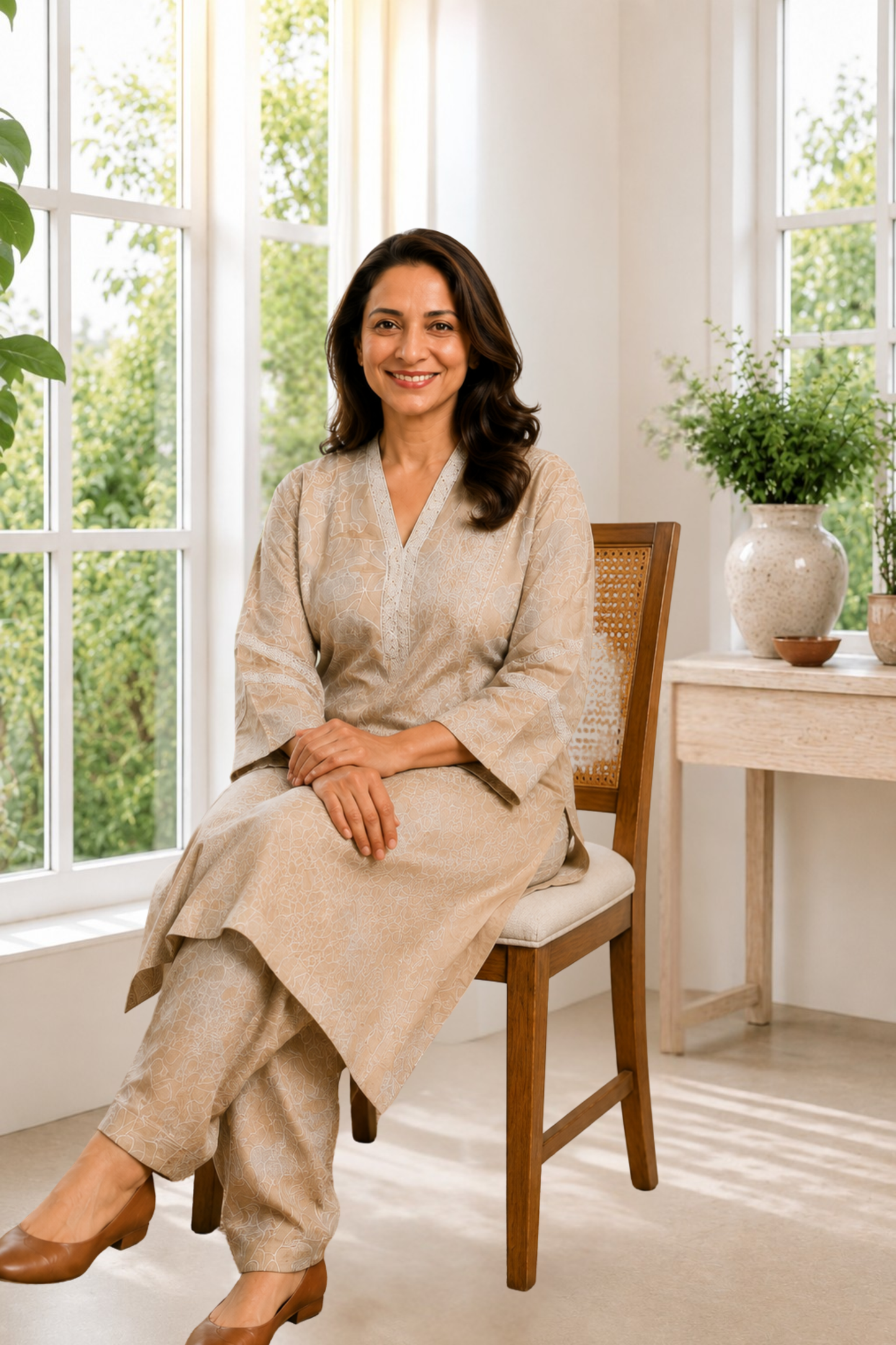 Sandstone Elegance Cotton Salwar Suit