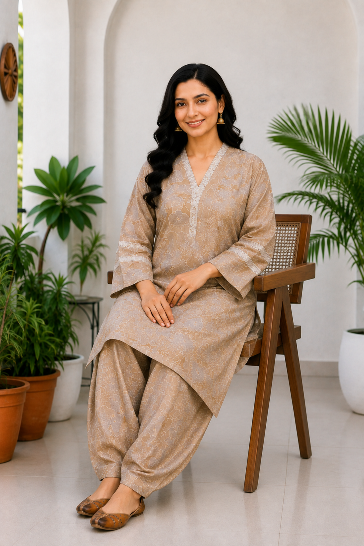 Sandstone Elegance Cotton Salwar Suit
