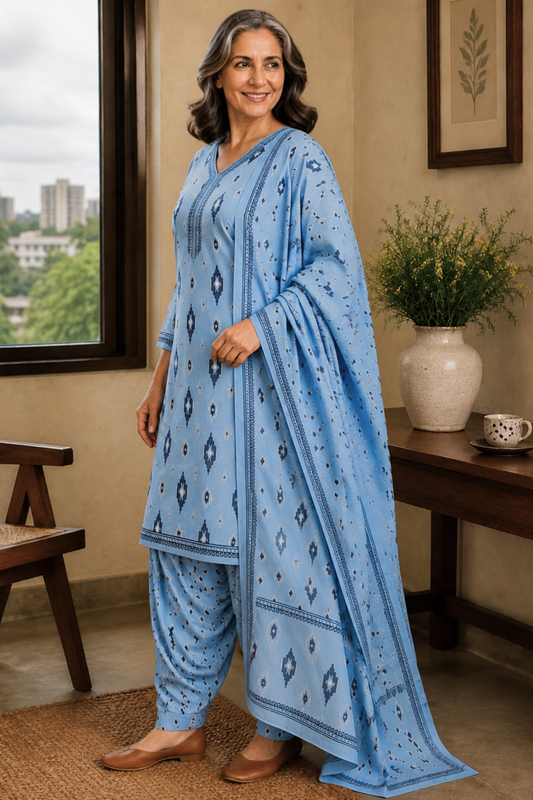 Santorini Sky Cotton Salwar Suit