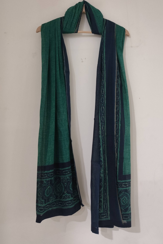 Sea Green Block Cotton Dupatta