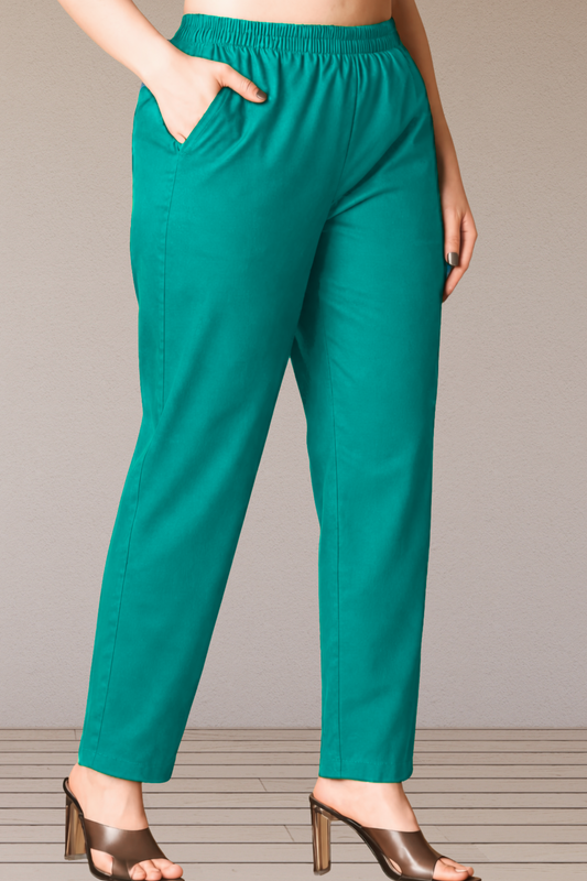 Sea Green Poplin Cotton Pant