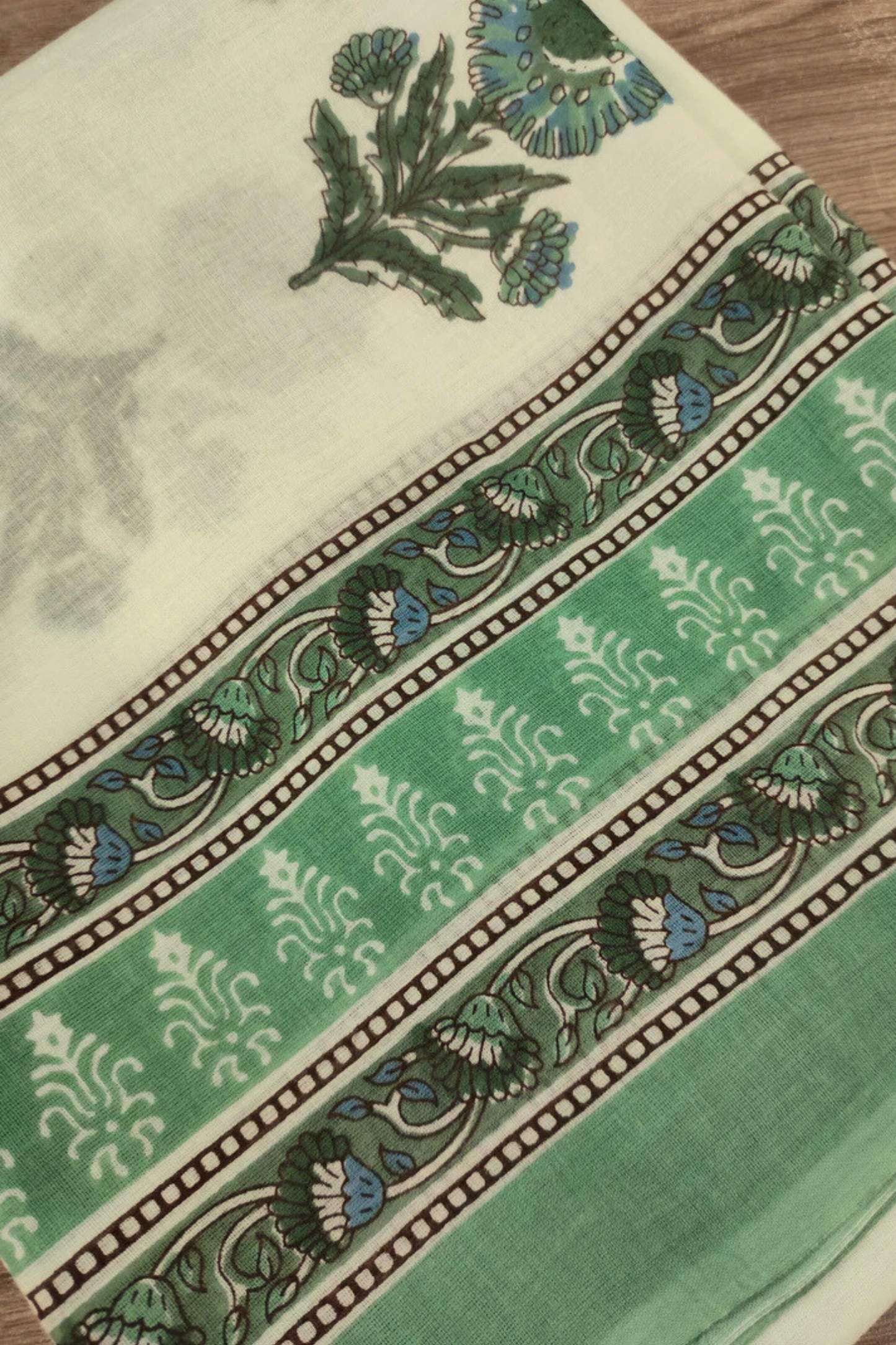 Sea Green Floral Cotton Dupatta