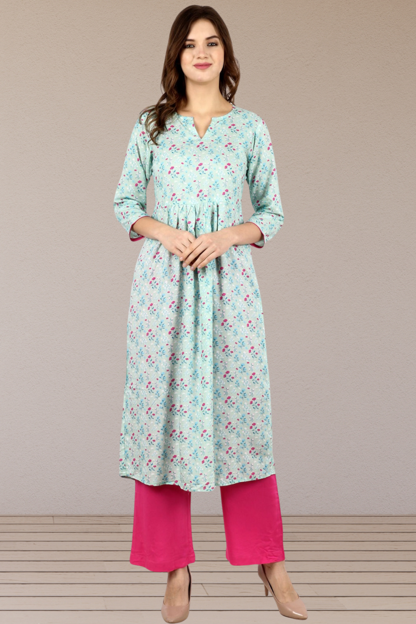 Sea Green Floral Printed kurta
