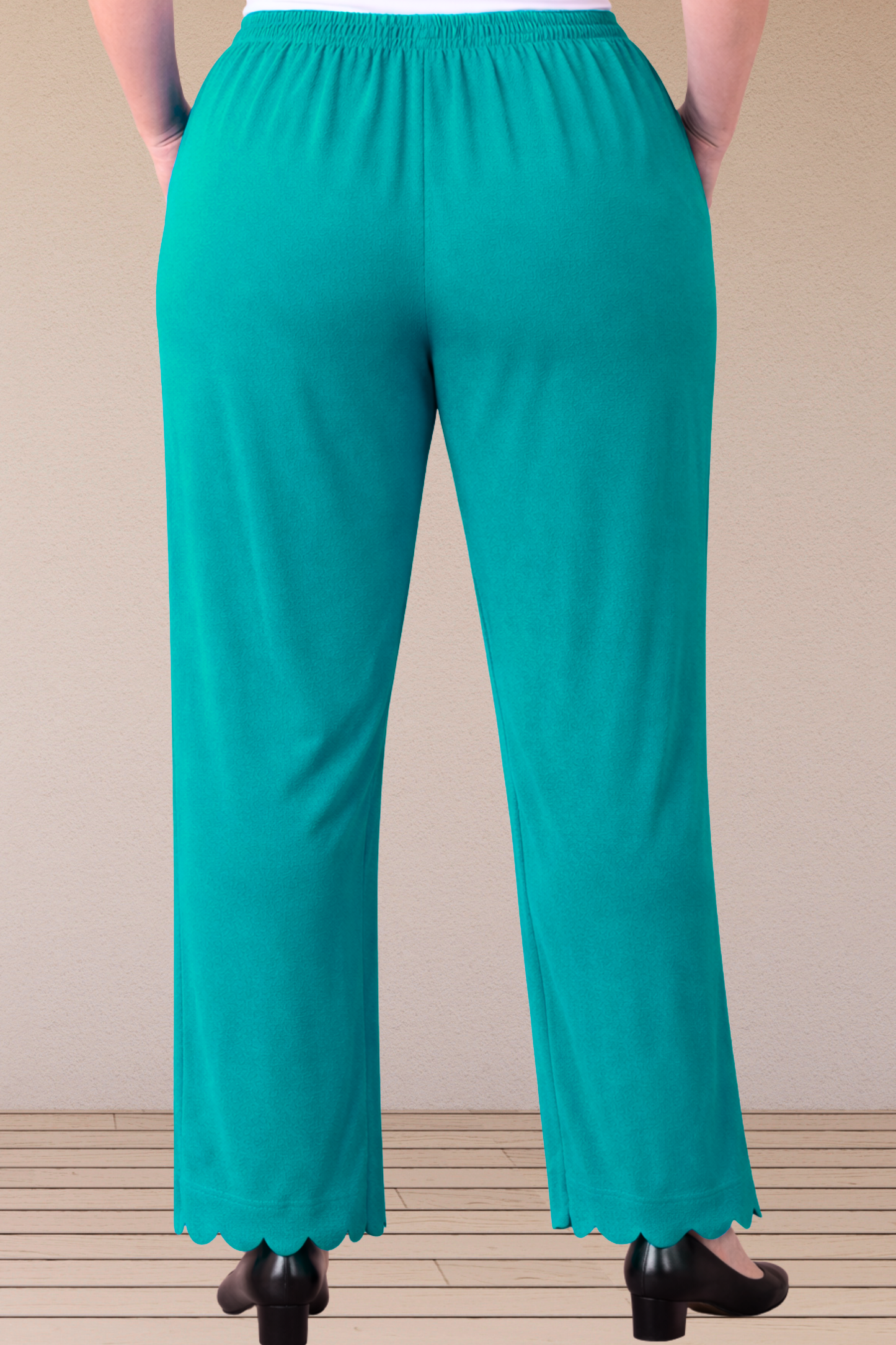 Sea Green Scallop Cut Palazzo