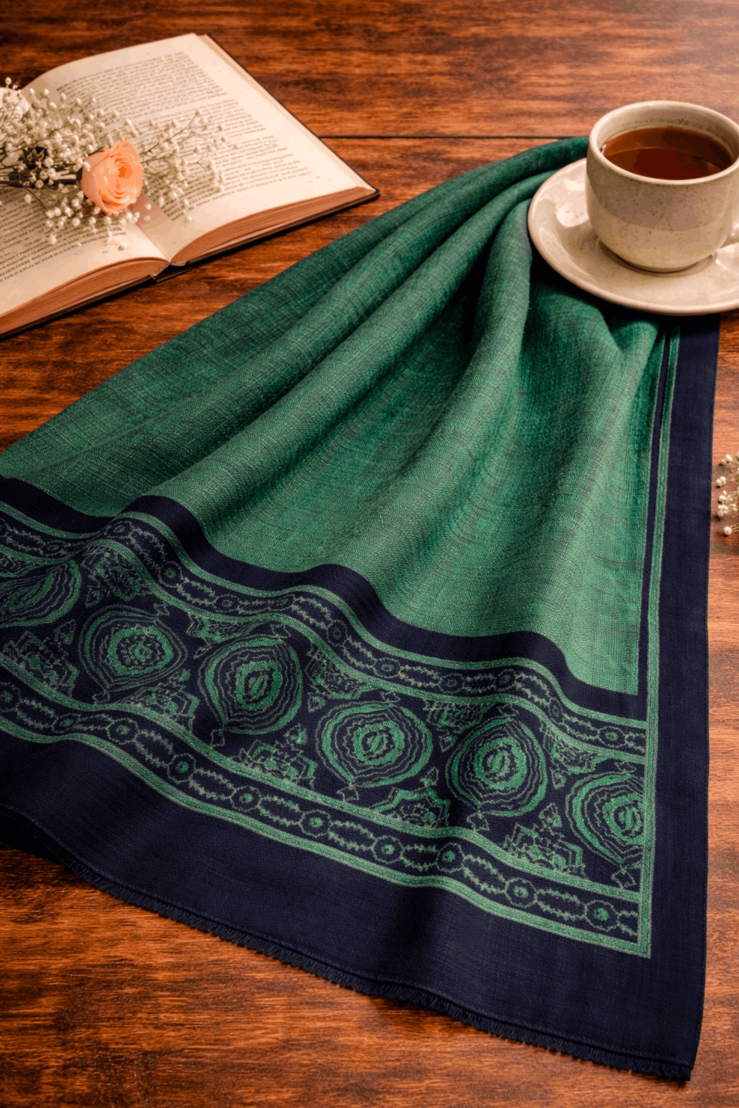 Sea Green Block Cotton Dupatta