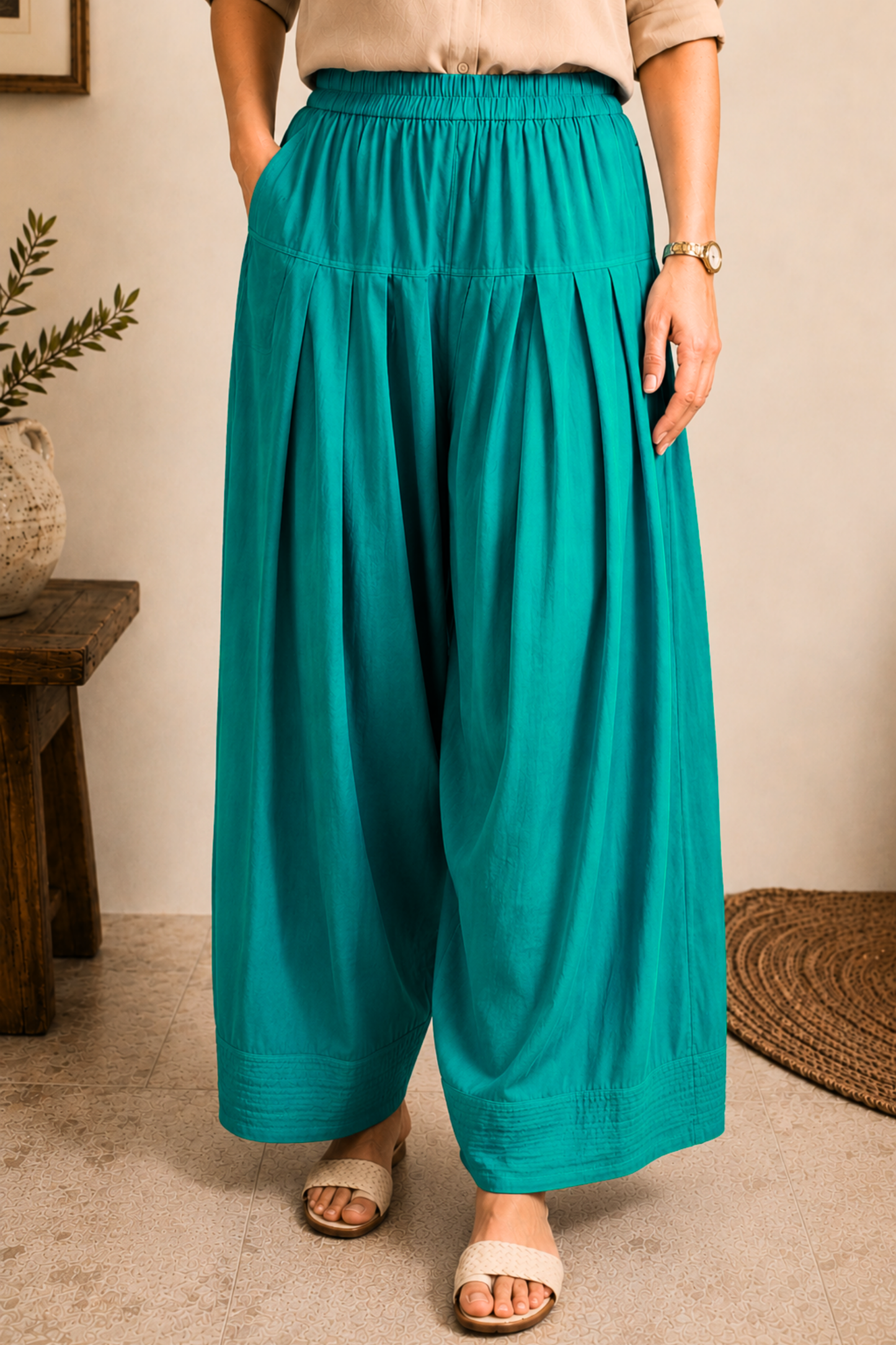 Sea Green Cotton Farshi Salwar