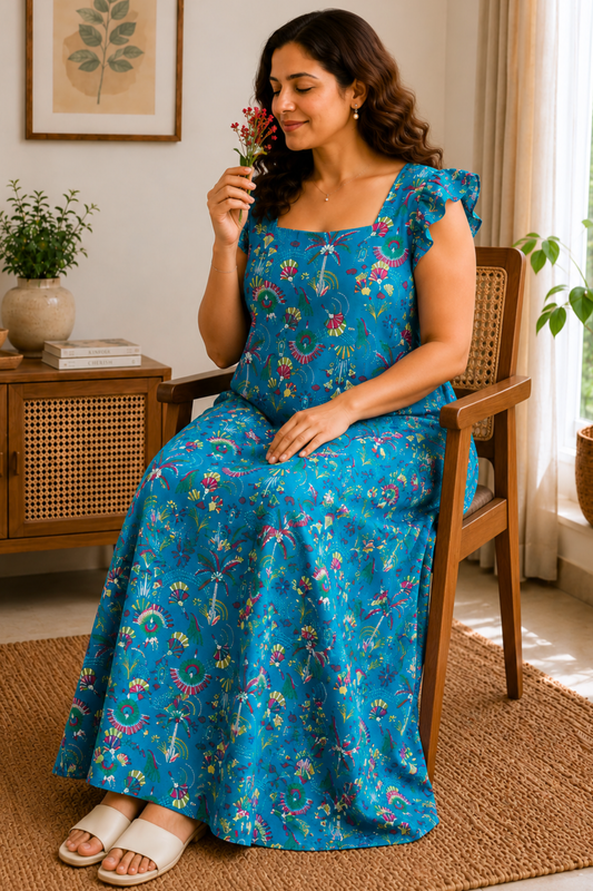 Palm & Petals Rayon Lounge Dress