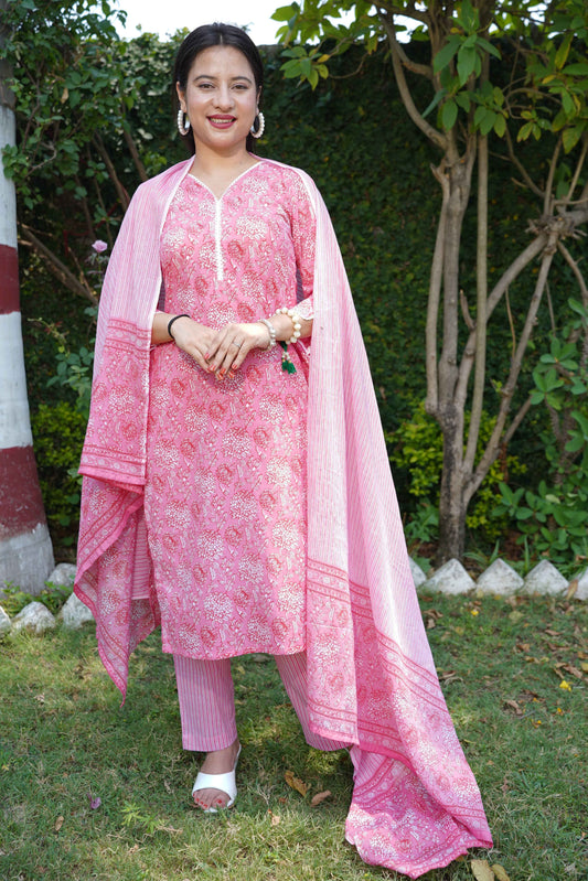Seaside Rose Jaal Print Suit Set