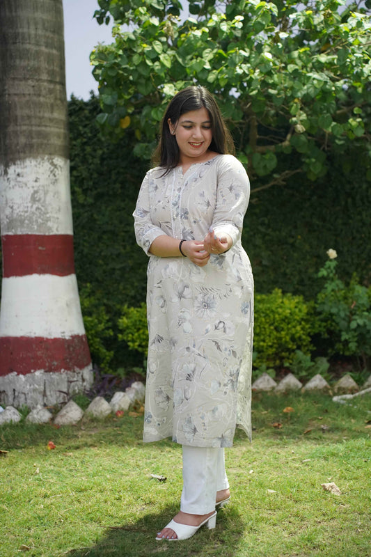 Silver Cloud Mul Cotton Kurta