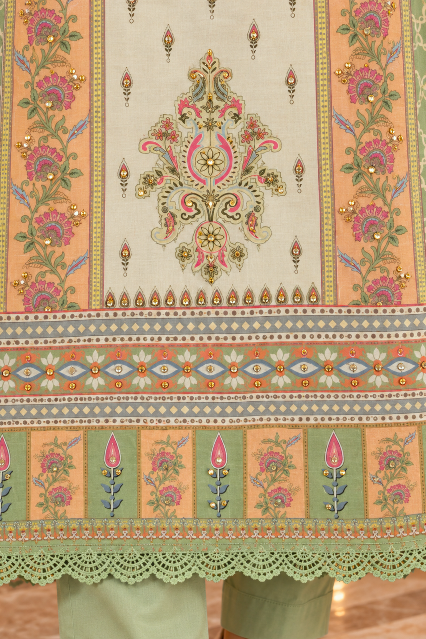 Sitara Karachi Muslin Suit with Mirror Work