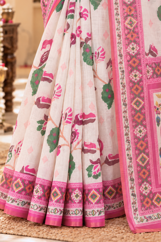 Aadhya Printed Saree With 1.5 Mtr Blouse Piece
