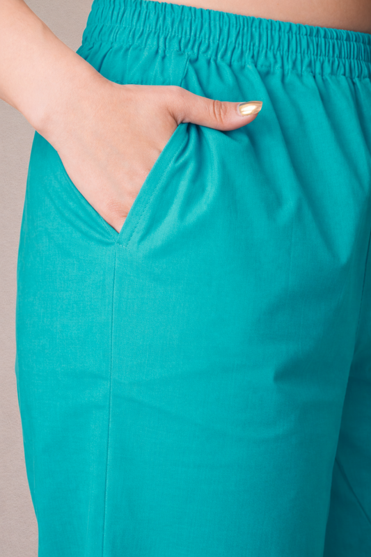 Sky Blue Cotton Kurti Pant