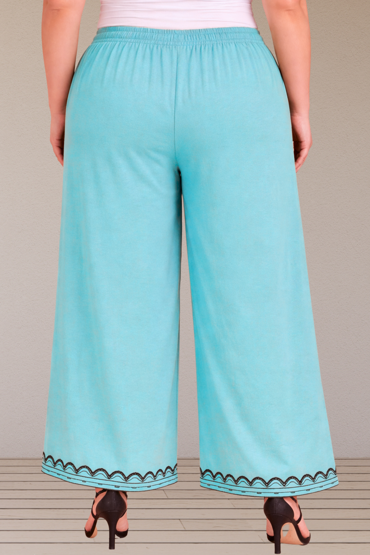 Sky Blue Detailed Rayon Palazzo