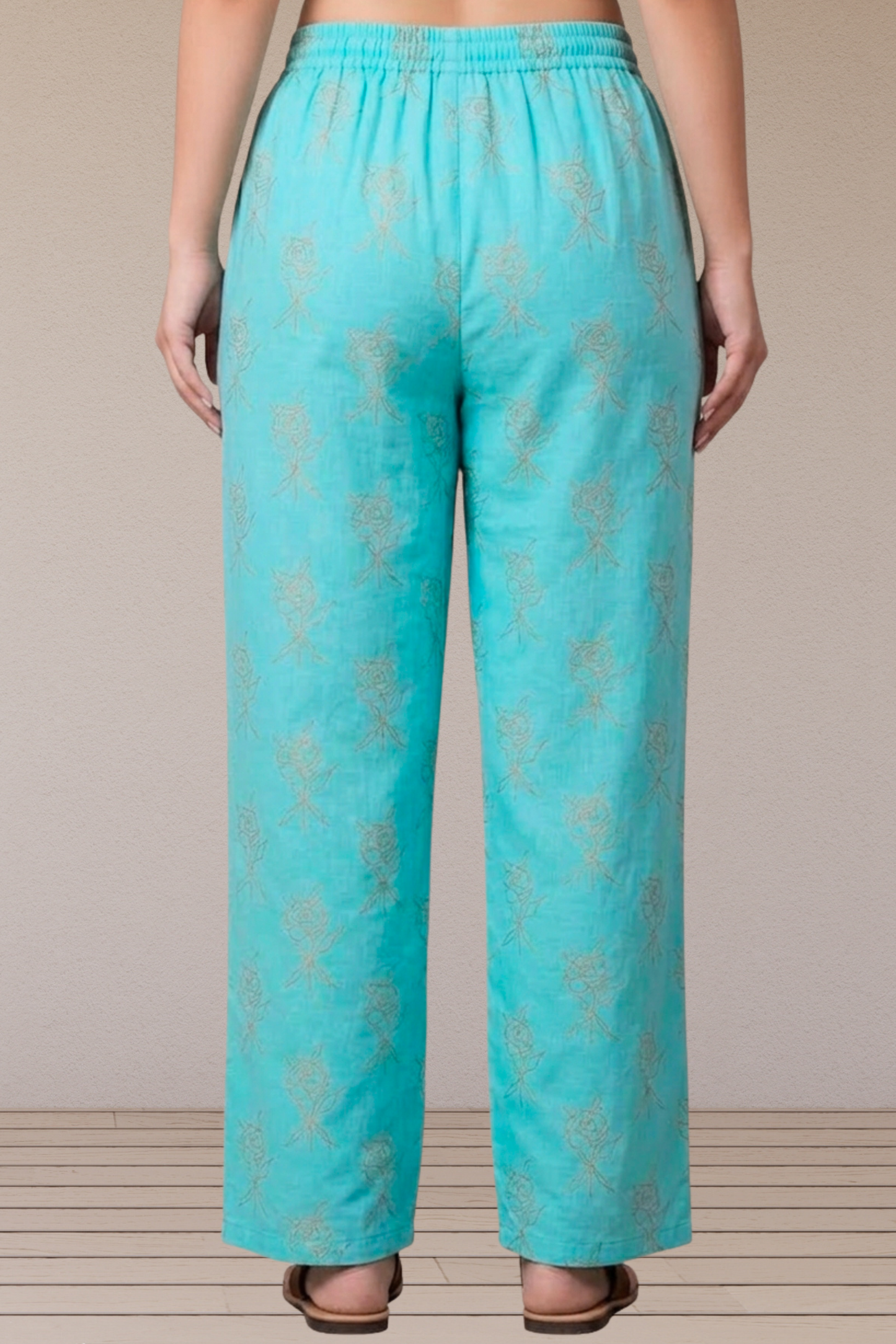 Sky Blue Foil Printed Palazzo