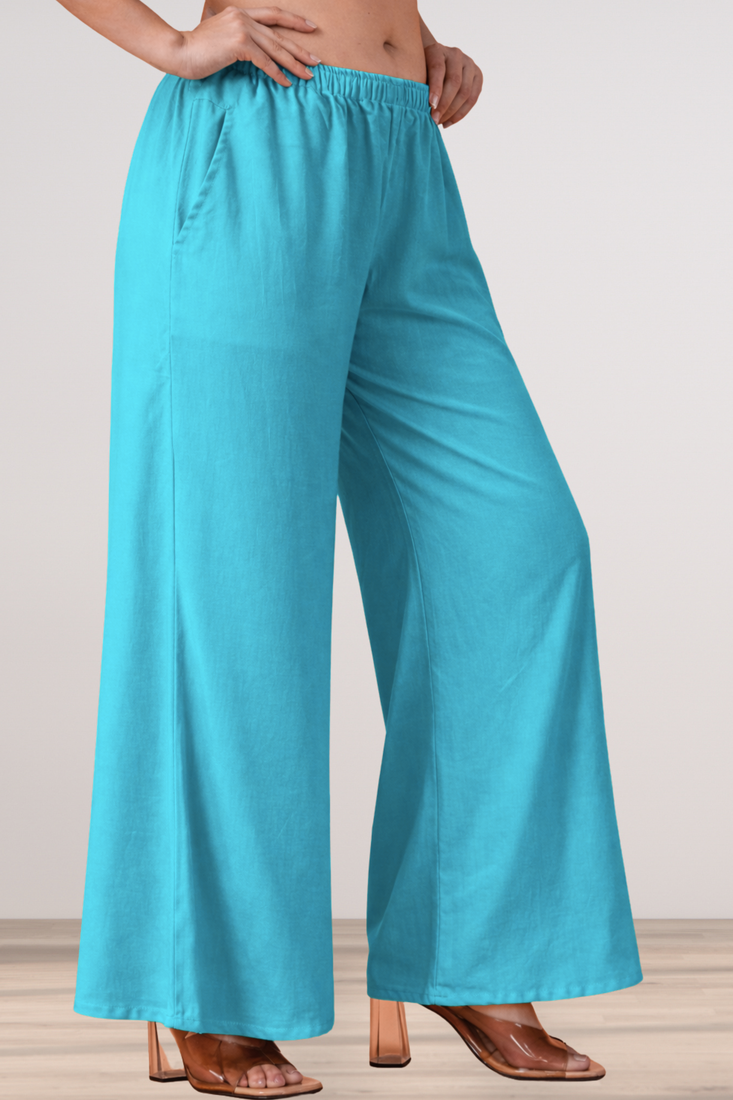 Sky Blue Rayon Loose Palazzo