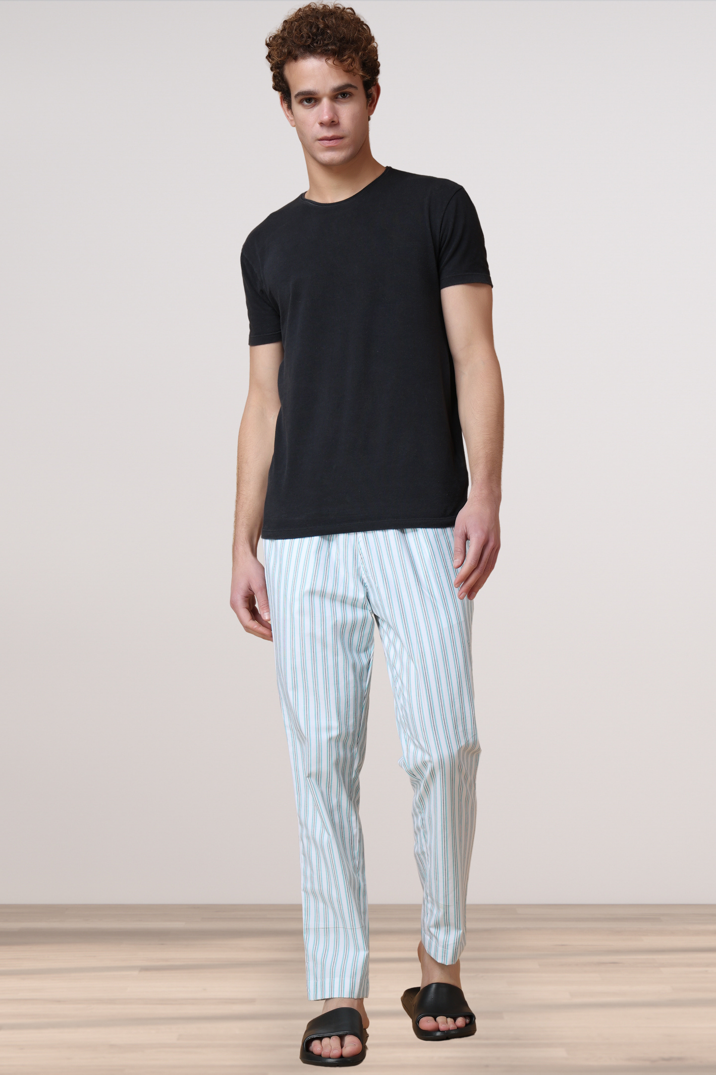 Sky Blue Striped Cotton Pajama