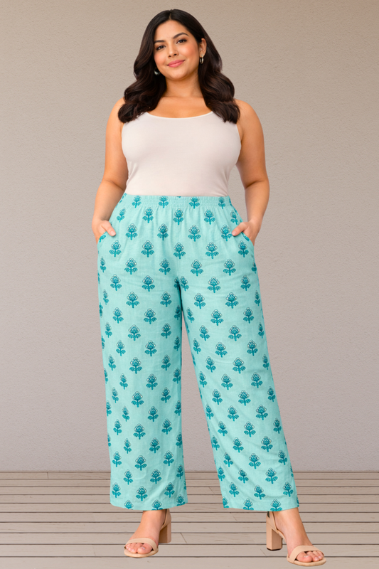 Sky Printed Cotton Palazzo