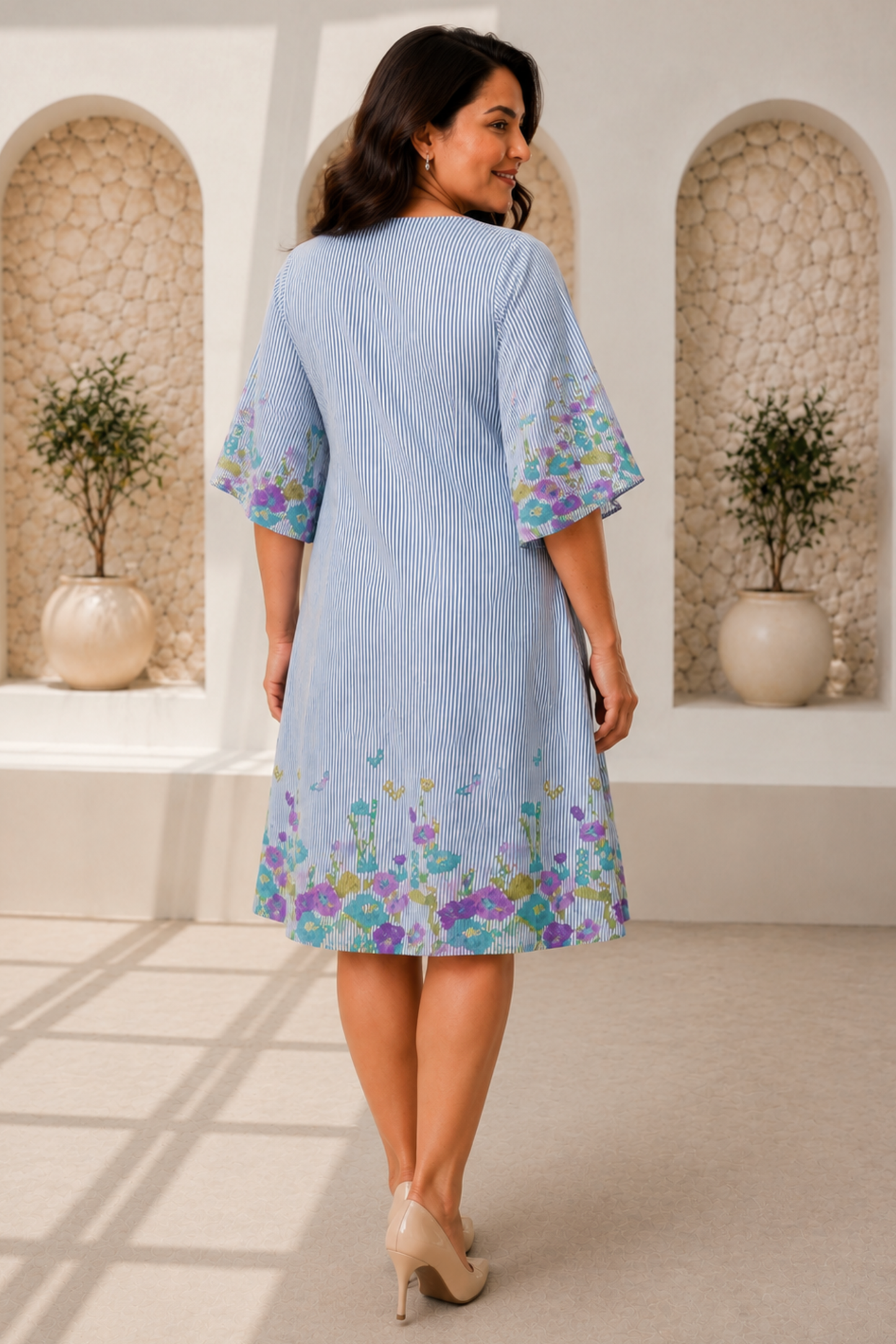 Skyline Blossoms Cotton Dress