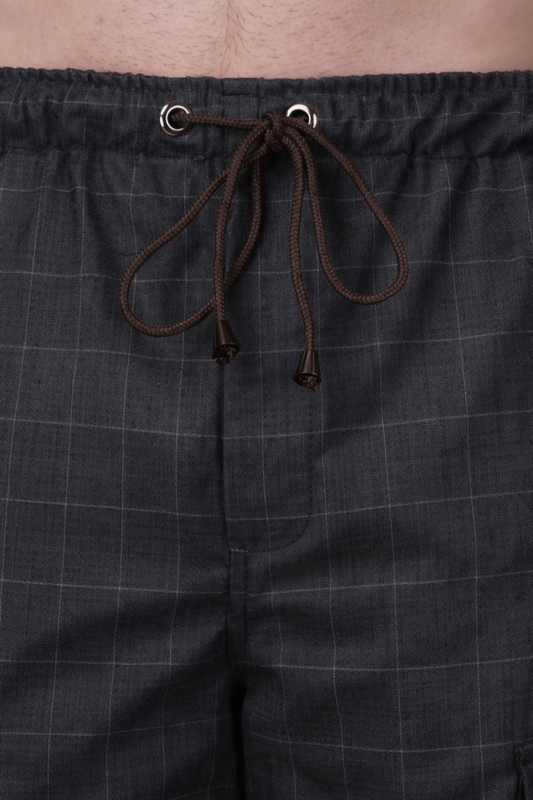 Smoke Black Checked Track Pants