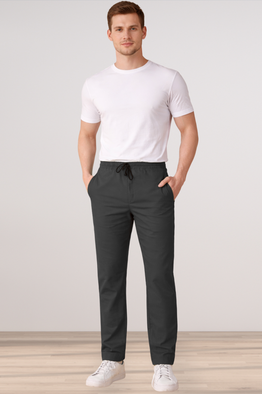 Smoke Black Cotton Track Pants