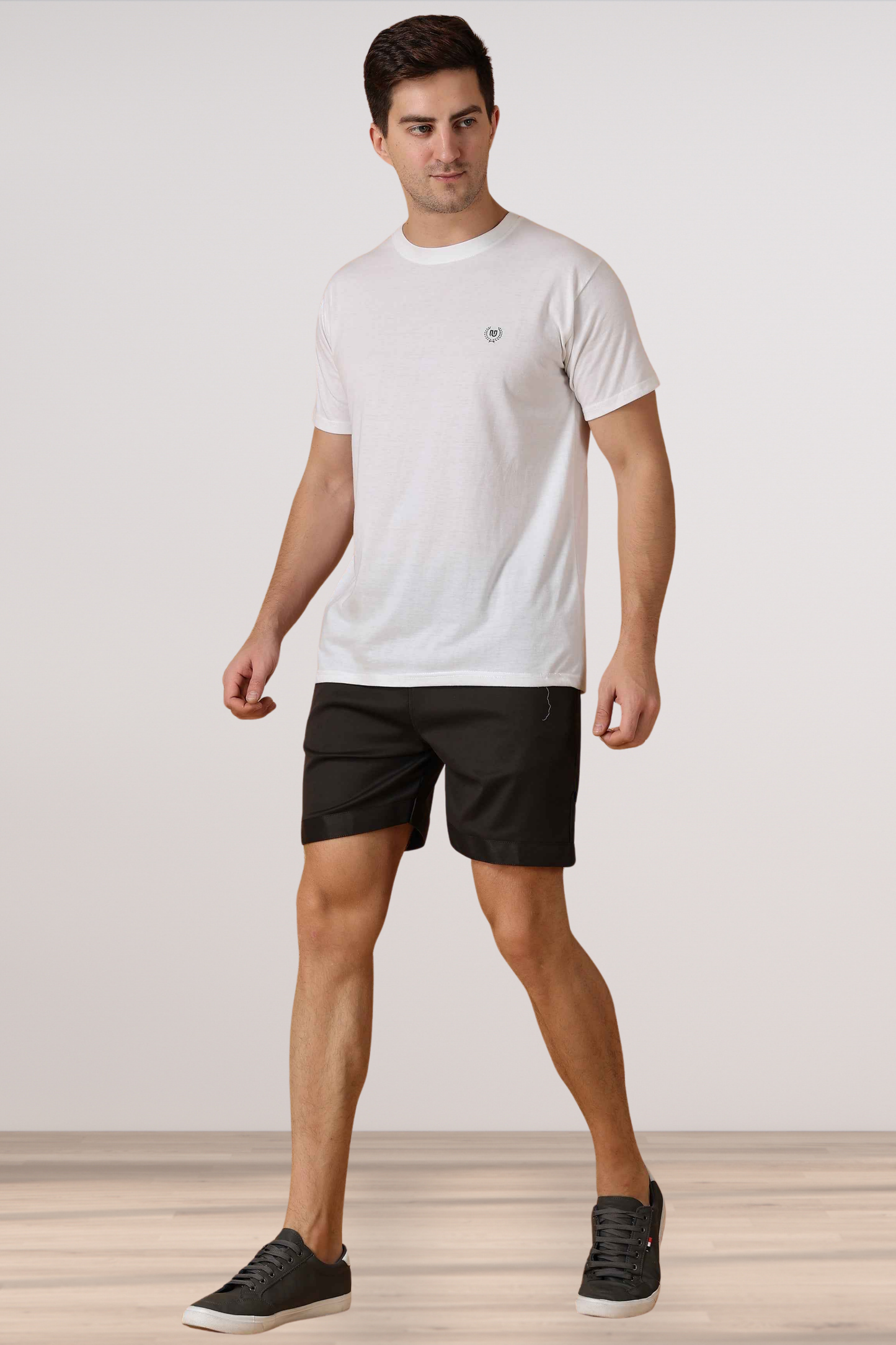 Smoke Black Cotton Lycra Shorts