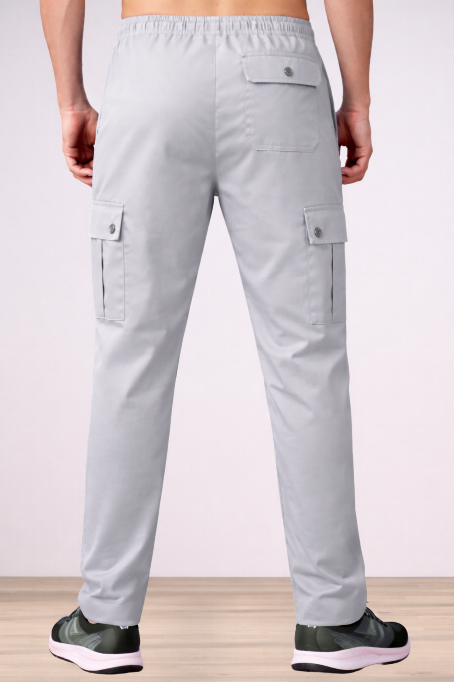 Soft Grey Textured Stretch Cargo - 4 Pocket
