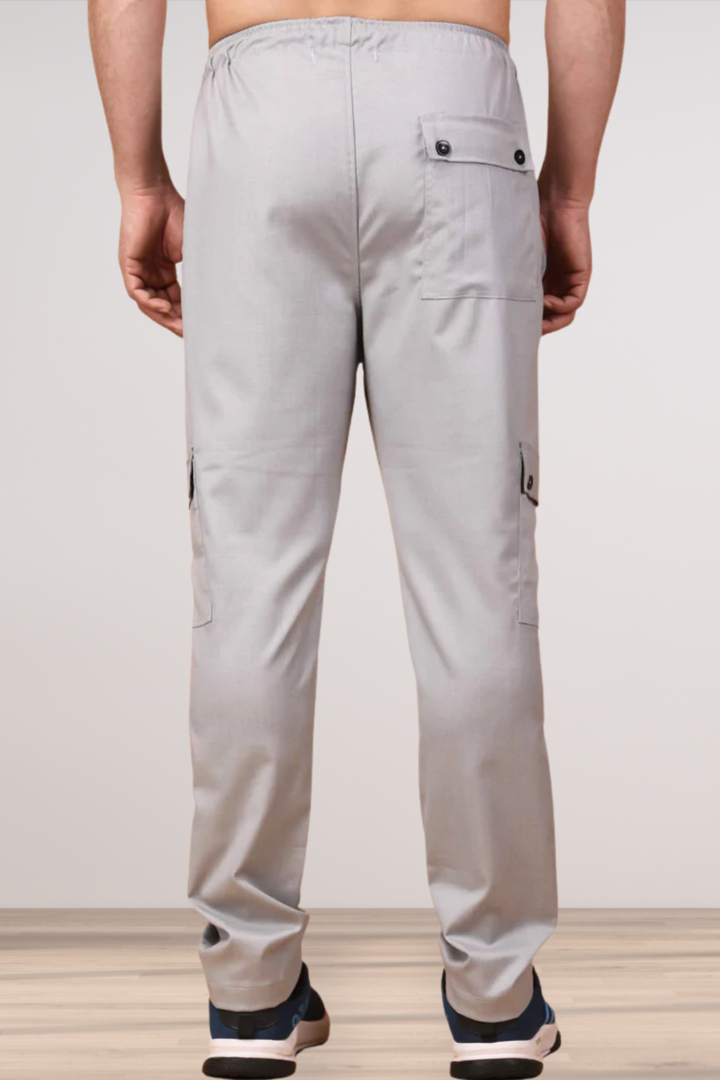 Solid Grey Textured Stretch Cargo