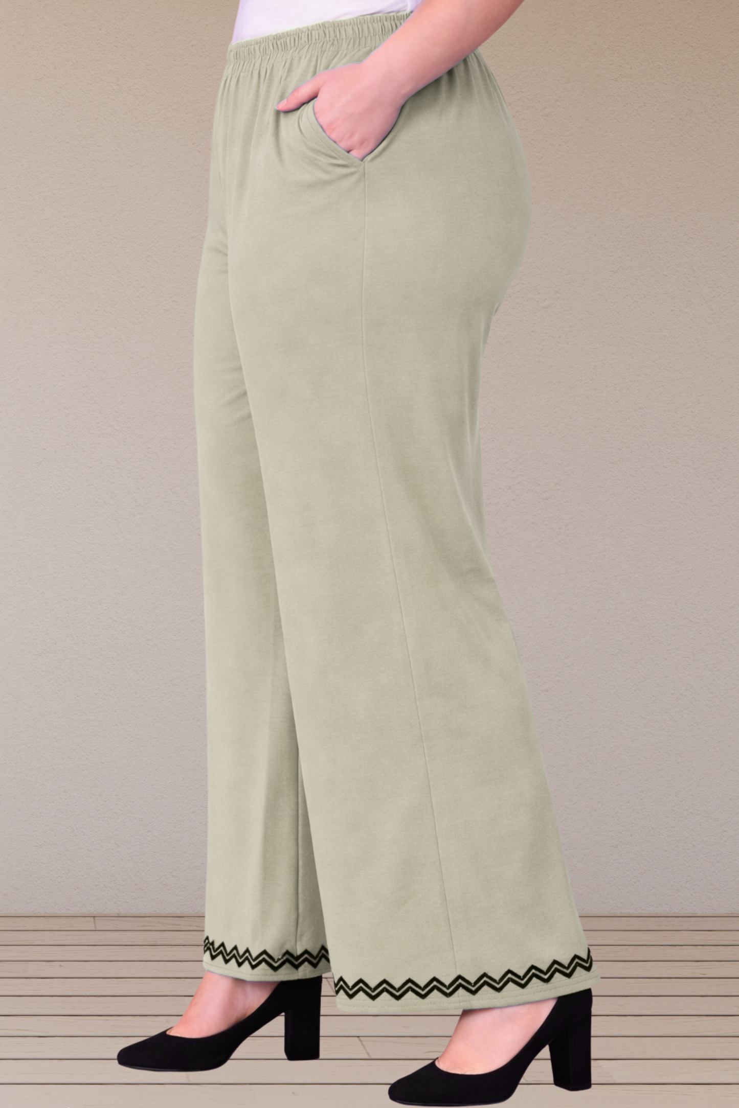 Steel Grey Embellished Cotton Palazzo