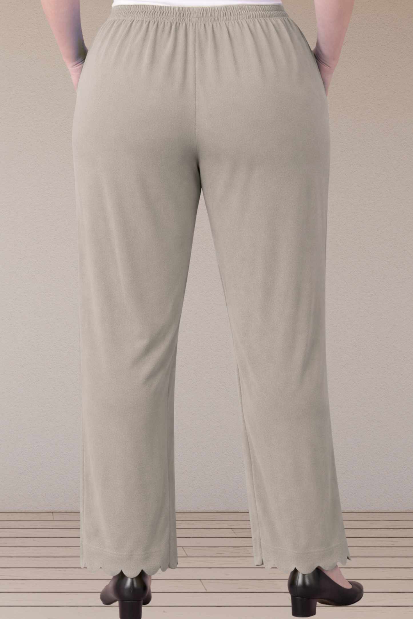 Steel Grey Scallop Cut Palazzo