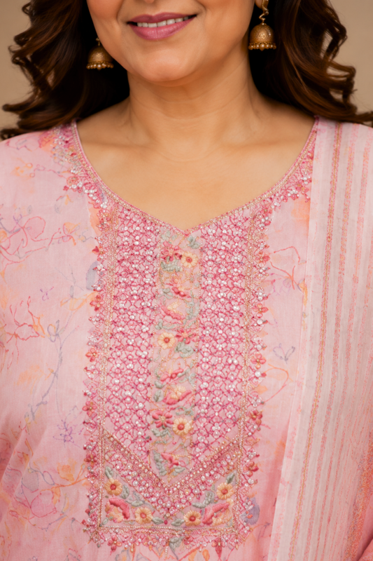 Subtle Pink Floral Suit Set