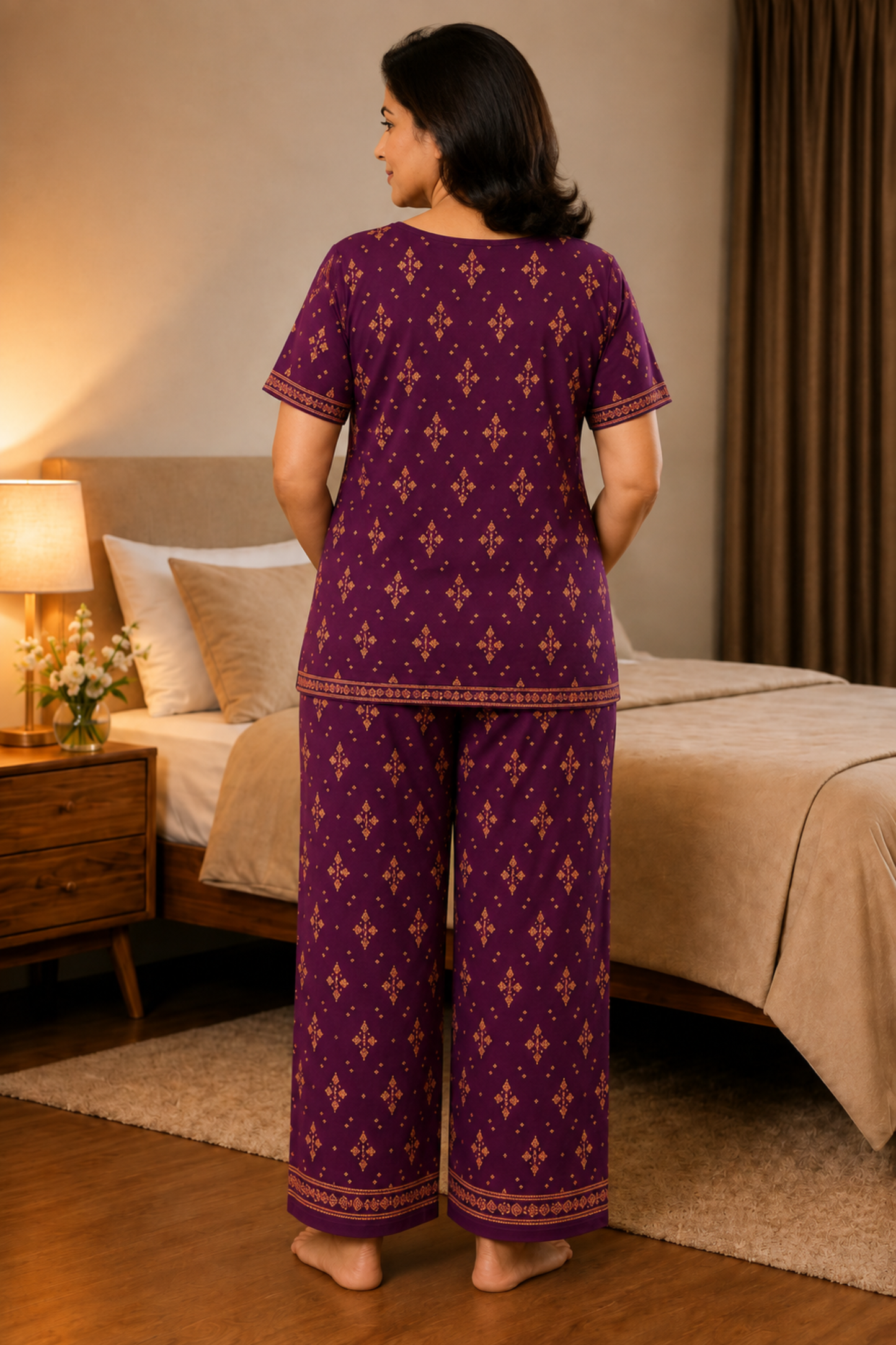 Summer Merlot Cotton Night Suit