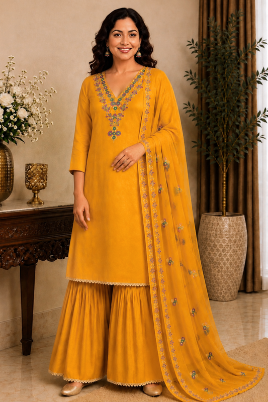 Sunny Mustard Fancy Suit Set