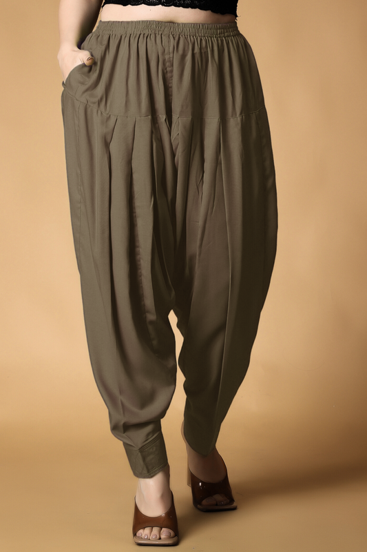 Light brown Rayon Pleated Salwar