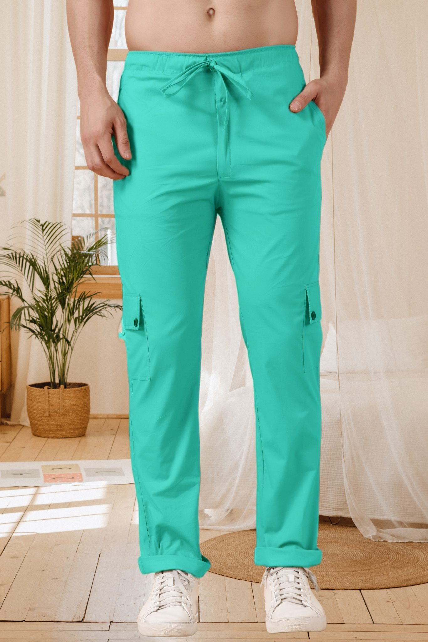 Aquamarine Cotton Cargo Pants XS Pocket