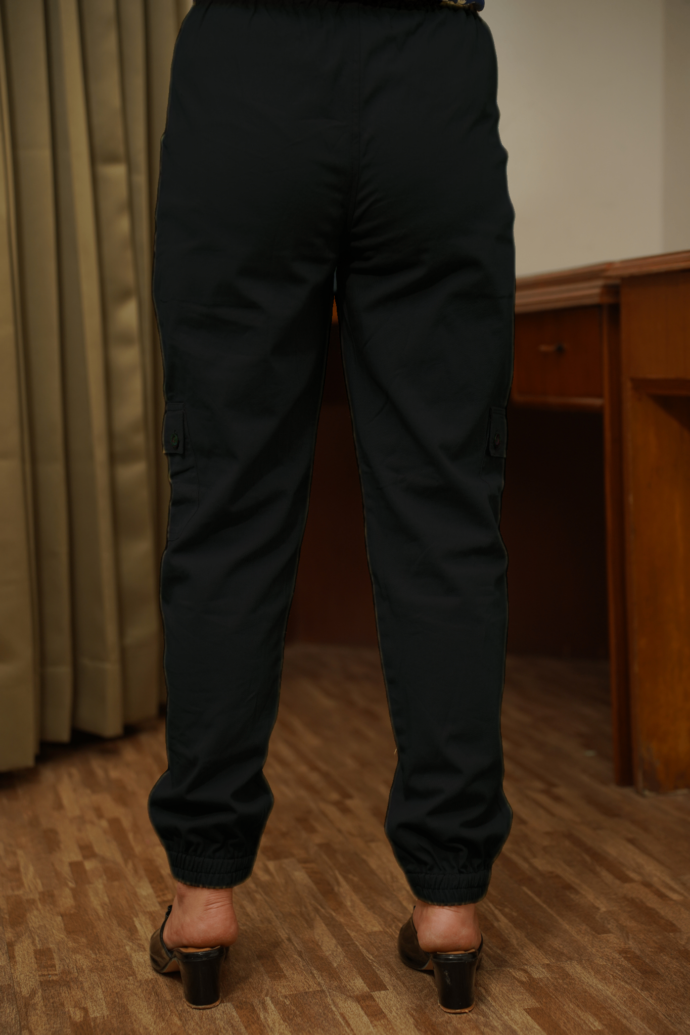 Black Cotton Cargo Pants
