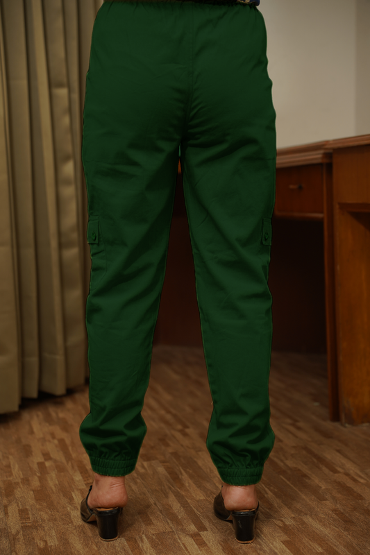 Bottle Green Cotton Cargo Pants