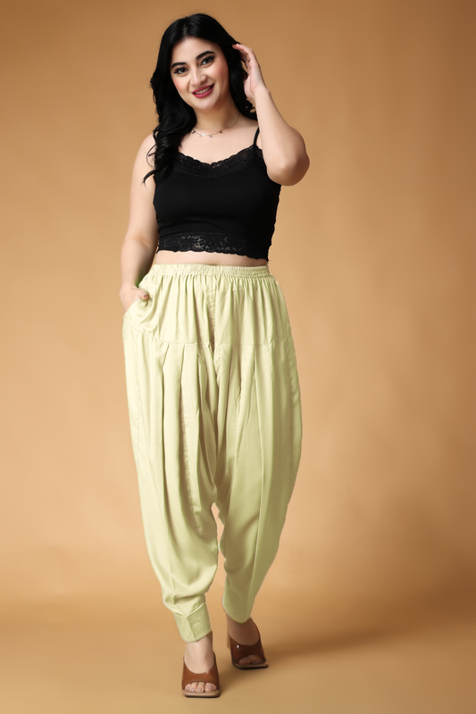 Lemon Rayon Pleated Salwar