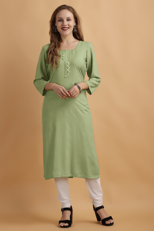 Pista Green Rayon Kurta