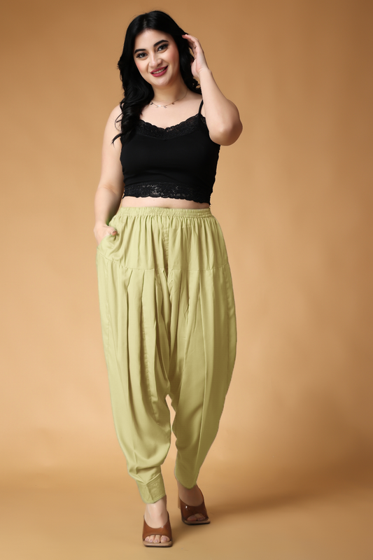 Light Beige Rayon Pleated Salwar