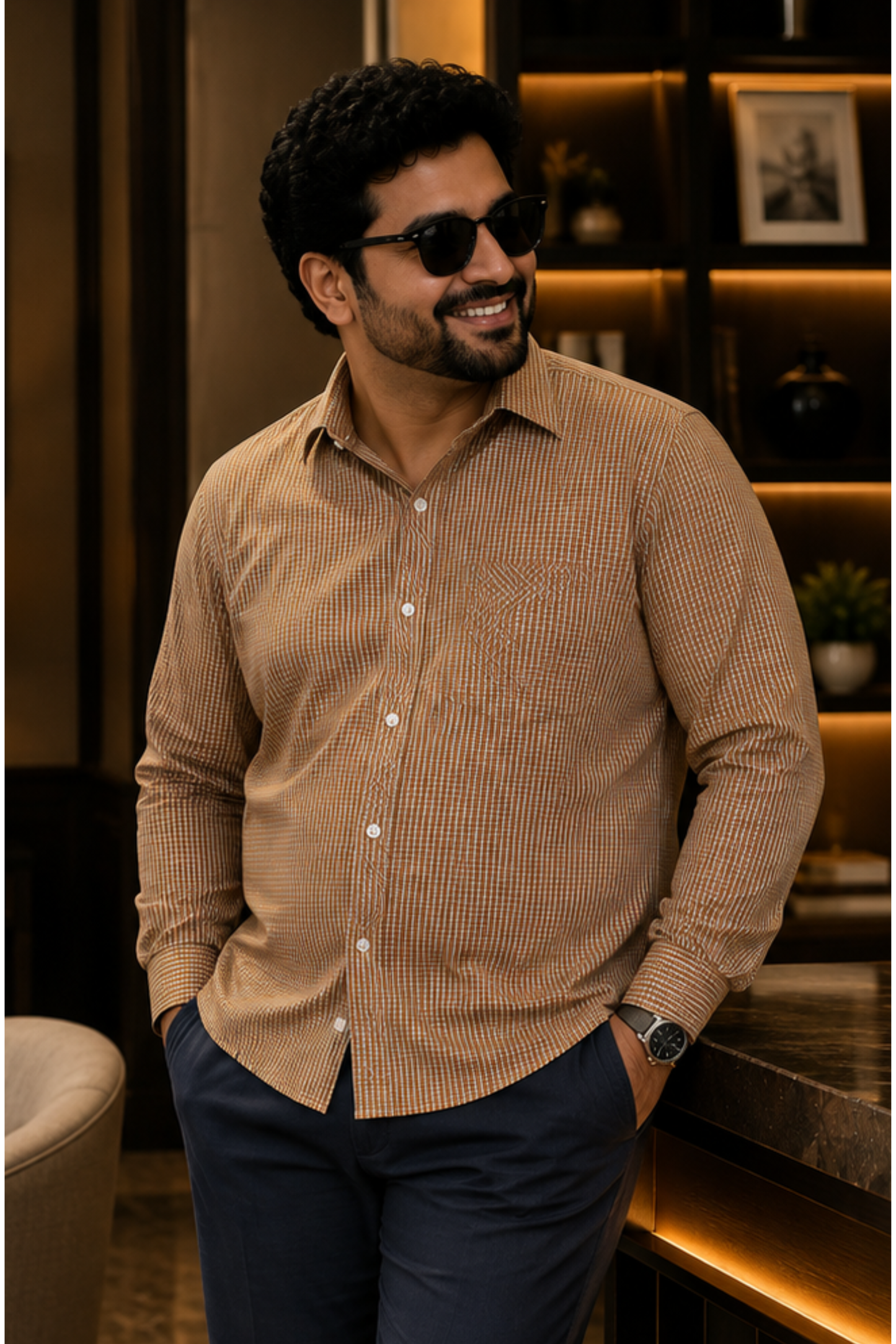 Terra Cota Check Formal Shirt
